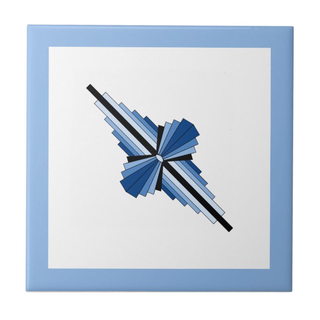 Art Deko Elemente in Blau, Marine und Schwarz Fliese (Vorderseite)