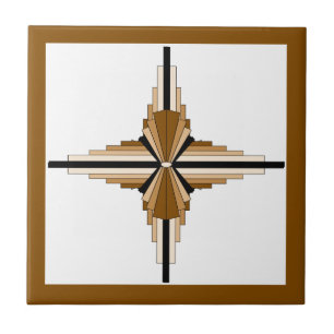 Art Deko-Elemente in Dunkel- und Hellbraun Fliese