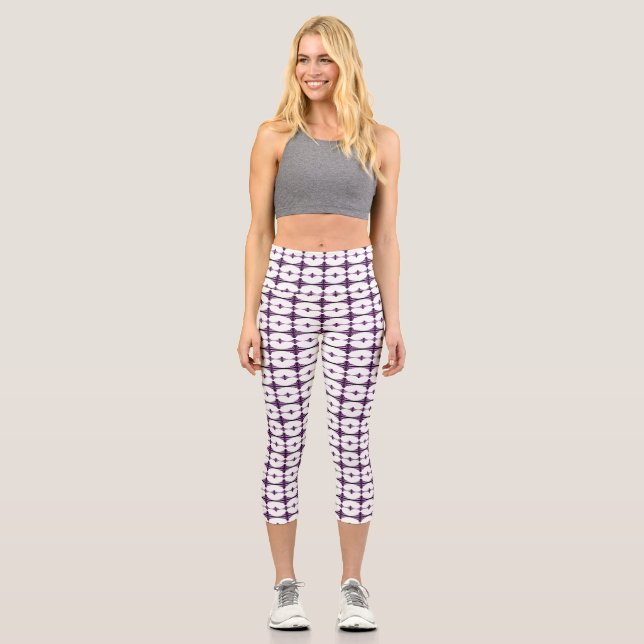 Art Deko Elemente in dunklem Pflaume Capri Leggings (Vorderseite)
