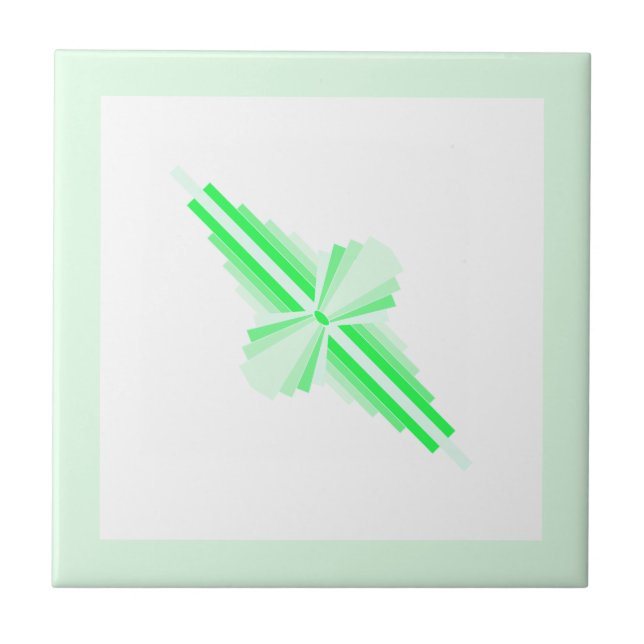 Art Deko Elemente in fluor aquamarin grün Fliese (Vorderseite)