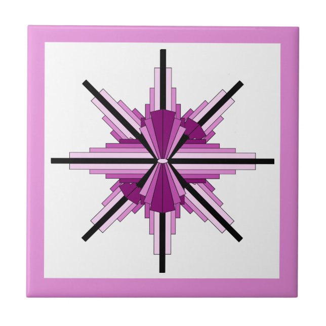 Art Deko Elemente in Himbeere & Rosa Fliese (Vorderseite)