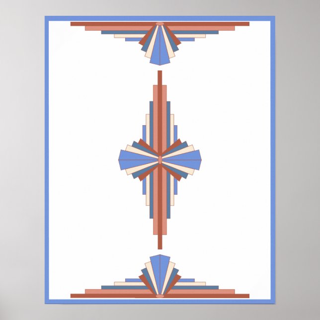 Art Deko Elemente in Rose Gold & Blau (Vorne)