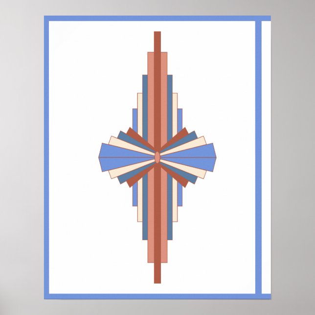 Art Deko Elemente in Rose Gold & Blau (Vorne)