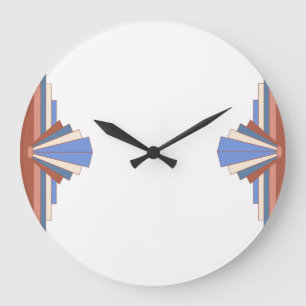 Art Deko Elemente in Rose Gold & Blau05 Große Wanduhr