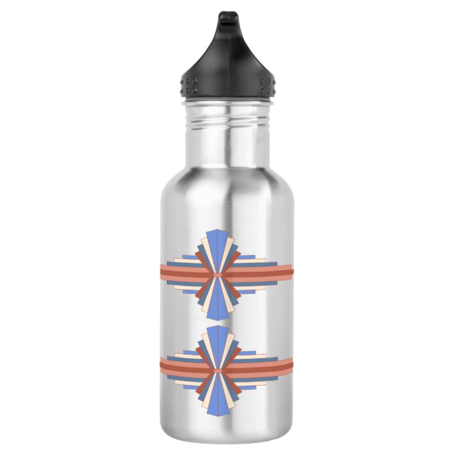 Art Deko Elemente in Rose Gold & Blau Edelstahlflasche (Rechts)