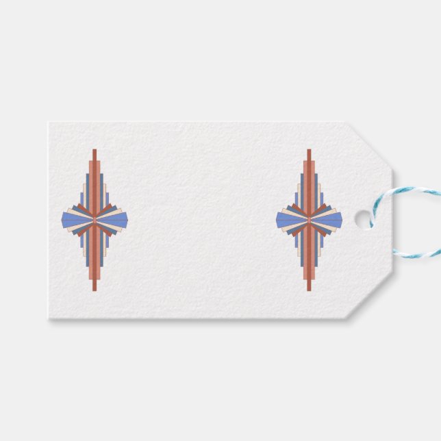 Art Deko Elemente in Rose Gold & Blau Geschenkanhänger (Vorderseite (Horizontal))