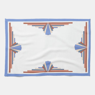 Art Deko Elemente in Rose Gold & Blau Geschirrtuch
