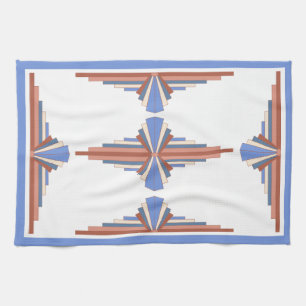 Art Deko Elemente in Rose Gold & Blau Geschirrtuch