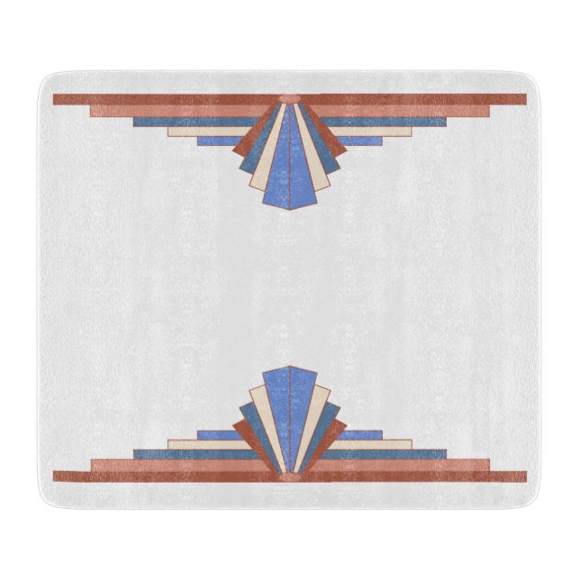 Art Deko Elemente in Rose Gold & Blau Schneidebrett (Vorderseite)