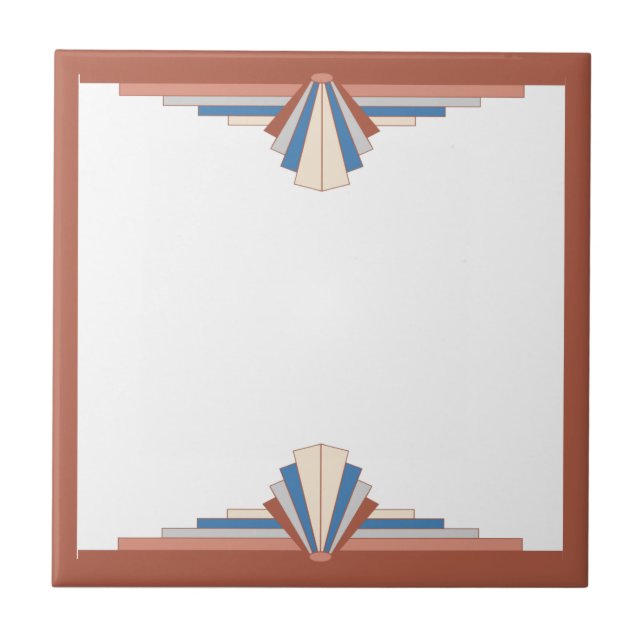 Art Deko Elemente in Rose Gold, Braun & Blau Fliese (Vorderseite)