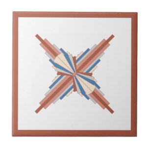 Art Deko Elemente in Rose Gold, Braun & Blau Fliese