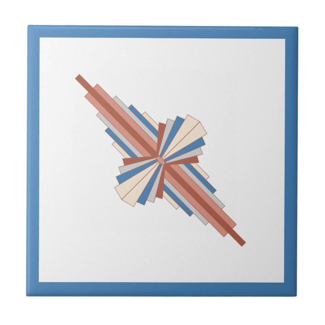 Art Deko Elemente in Rose Gold, Braun & Blau Fliese (Vorderseite)