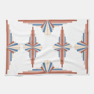 Art Deko Elemente in Rose Gold, Braun & Blau Geschirrtuch