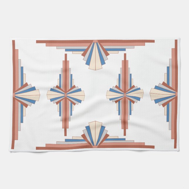 Art Deko Elemente in Rose Gold, Braun & Blau Geschirrtuch (Horizontal)