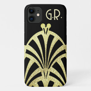 Art Deko Fan-Muster schwarz goldfarben Vintag Case-Mate iPhone Hülle