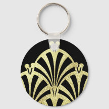 Art Deko Fan-Muster schwarz goldfarben Vintag