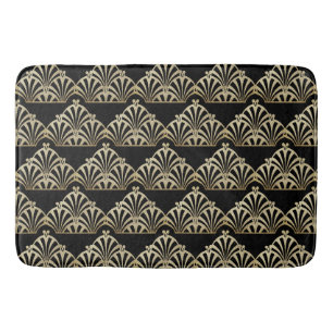 Art Deko Fan Muster schwarze Bronze elegant Vintag Badematte