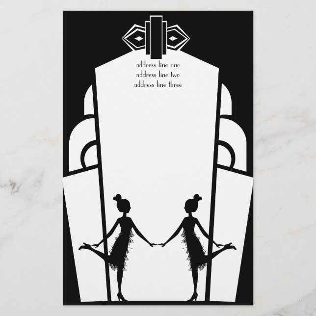 Art-Deko Flappers Briefpapier (Vorderseite)