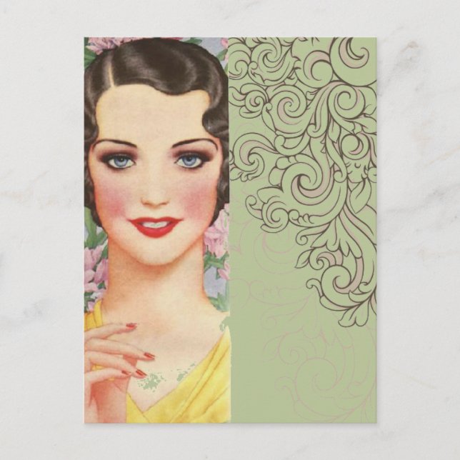 Art Deko Gatsby Pariser Mode Postkarte (Vorderseite)