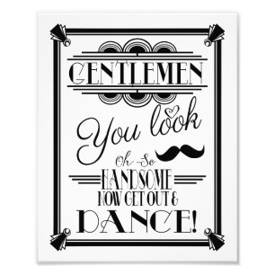 Art Deko, GENTLEMEN Badezimmerschild, Hochzeitszei Fotodruck