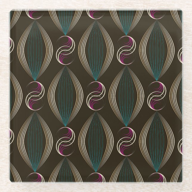 Art Deko: geometrisches Vintages Muster. Glasuntersetzer (Vorderseite)