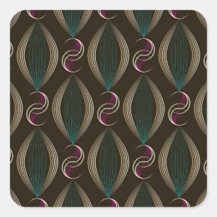 Art Deko: geometrisches Vintages Muster. Quadratischer Aufkleber