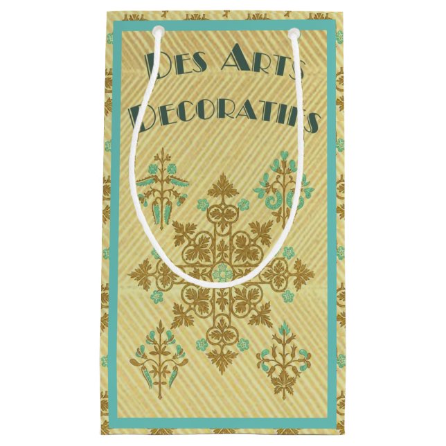 Art Deko Gold und aquamarine französische Dekorati Kleine Geschenktüte (Vorderseite)