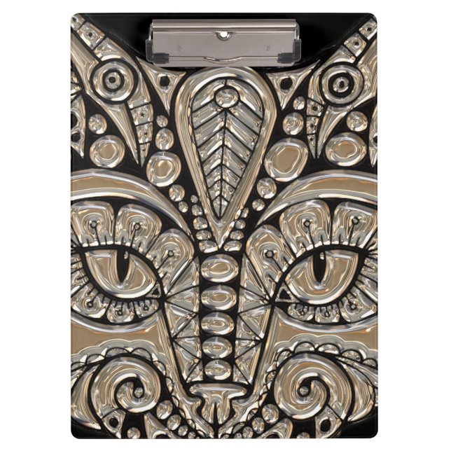 Art Deko Gold und schwarze ägyptische Katze Klemmbrett (Vorderseite)