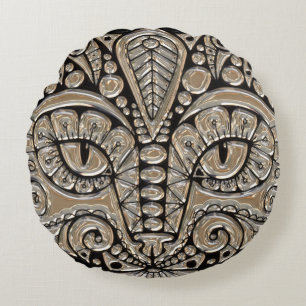 Art Deko Gold und schwarze ägyptische Katze Rundes Kissen