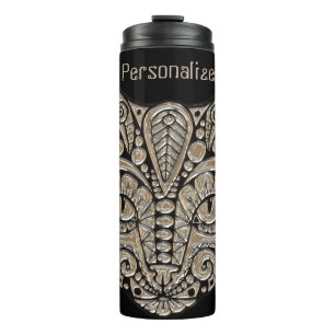 Art Deko Gold und schwarze ägyptische Katze Thermosbecher