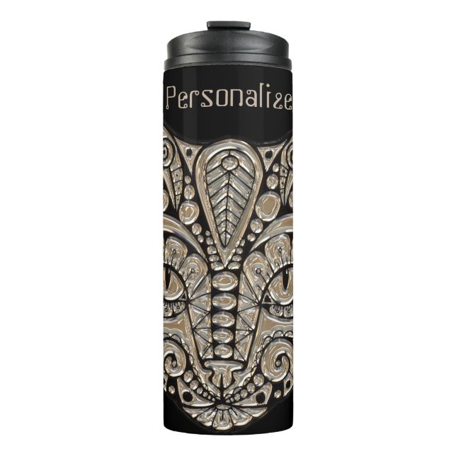 Art Deko Gold und schwarze ägyptische Katze Thermosbecher (Vorderseite)