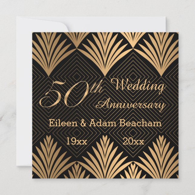 Art Deko golden Blätter 50 Jahre Jubiläumsflachkar (Vorderseite)