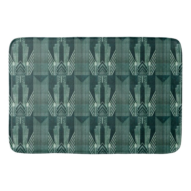 Art Deko, grün, schwarz, muster, art nouveau, Vint Badematte (Vorderseite)