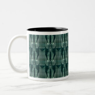Art Deko, grün, schwarz, muster, art nouveau, Vint Zweifarbige Tasse