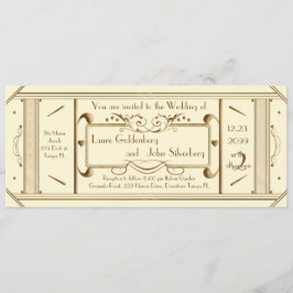 Art Deko Hochzeitskarte, Elfenbein, Elfenbein Einladung