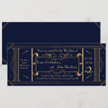 Art Deko Hochzeitskarte, Marine, Rückenschiff