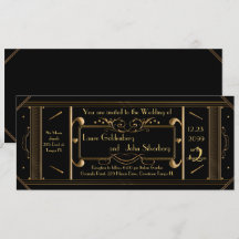 Art Deko Hochzeitskarte, schwarz, schwarz