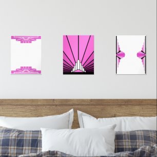 Art Deko in rosa Bilderwand Sets