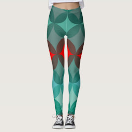 Art Deko inspiriert aquamarin und rot abstrakt Leggings