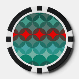 Art Deko inspiriert aquamarin und rot abstrakt Pokerchips