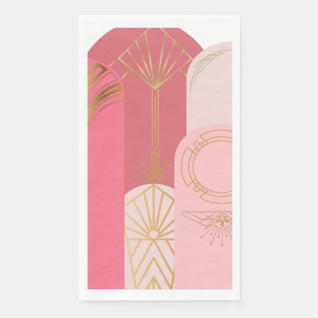 Art-Deko Inspiriert Rosa Farbtöne senden Gold Serviette (Vorderseite)