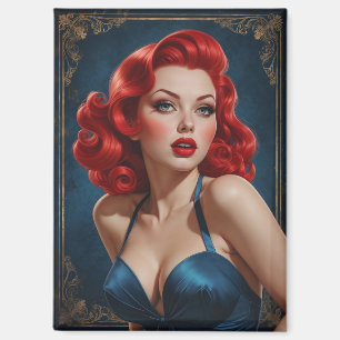 Art-Deko-inspiriertes Redhead-Button Magnet