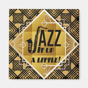 Art Deko Jazz Saxophon Black Gold Musik Magnet