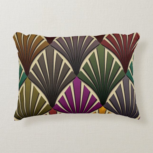 Art Deko,Jugendstil,Jäger grün,Marineblau,Gelb,Vin Dekokissen (Vorderseite)