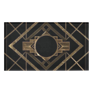 Art Deko, Jugendstil, Vintag, schwarz, gold, chic, Namenschild