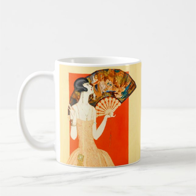 Art Deko Lady mit Ventilator Kaffeetasse (Links)