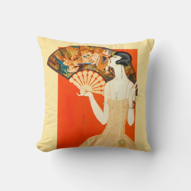 Art Deko Lady mit Ventilator Kissen (Vorderseite)