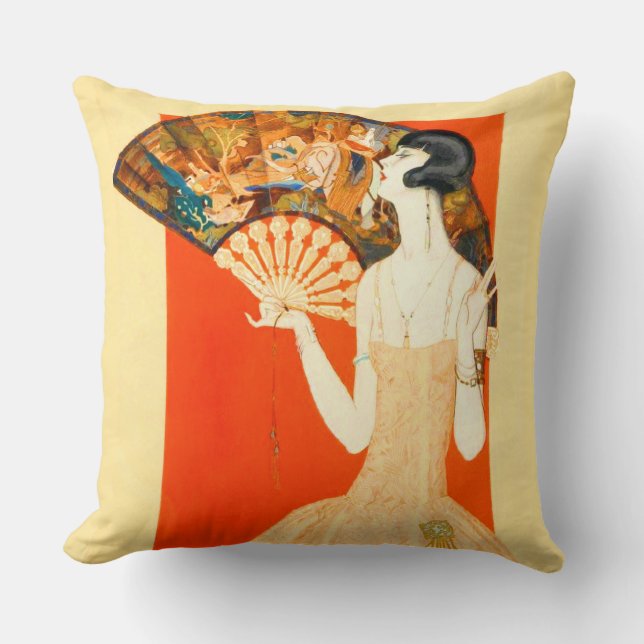 Art Deko Lady mit Ventilator Kissen (Vorderseite)