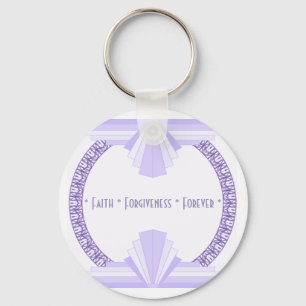 Art Deko & lila Button Key Ring Schlüsselanhänger