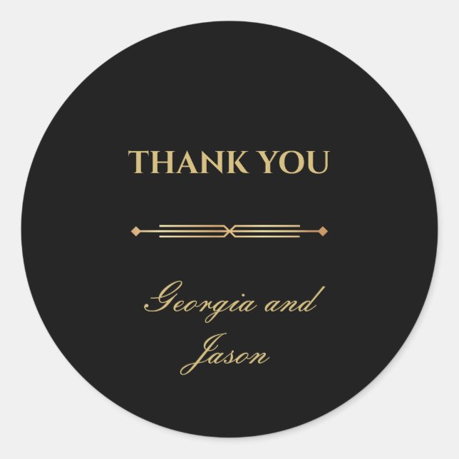 Art Deko Luxus stilvolle moderne Hochzeit Runder Aufkleber (Vorderseite)